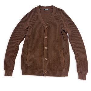 American Apparel Men's Brown V-Neck Cardigan Sweater Size S Classic